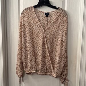 Neutral Speckled Surplice Blouse